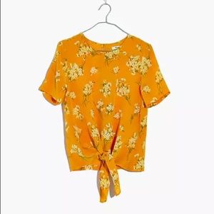 Madewell button silk top floral size small